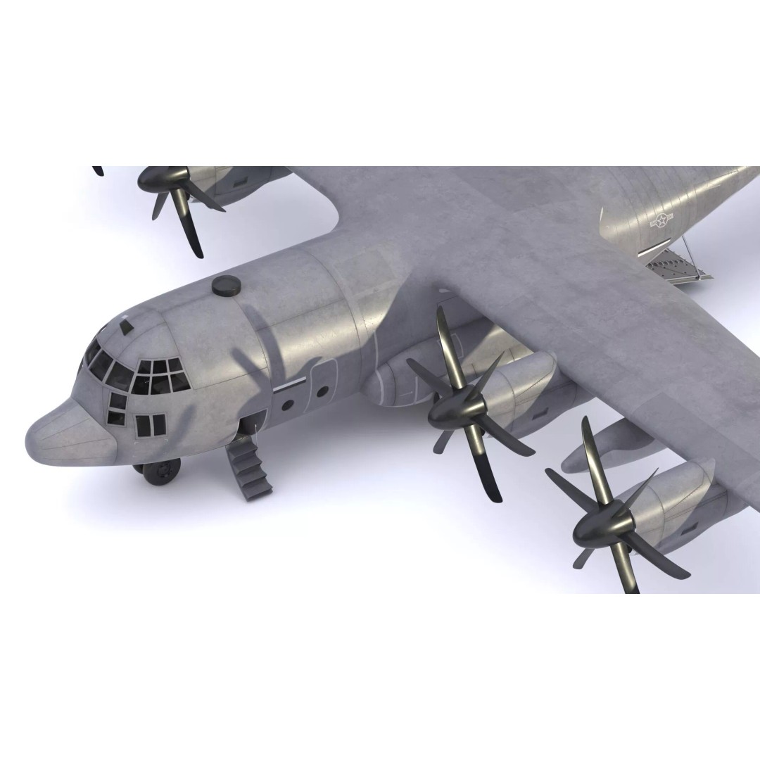 Lockheed C-130 Hercules 3D Model – High-Poly Military Transport Aircraft, FBX - View 11