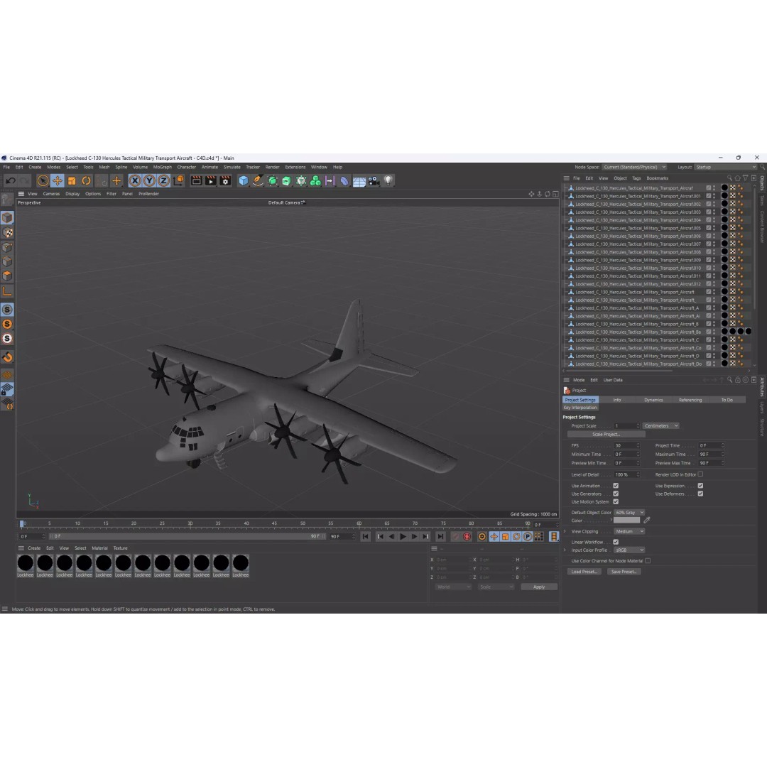Lockheed C-130 Hercules 3D Model – High-Poly Military Transport Aircraft, FBX - View 17