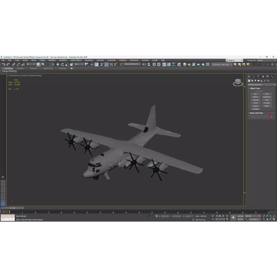 Lockheed C-130 Hercules 3D Model – High-Poly Military Transport Aircraft, FBX - View 18