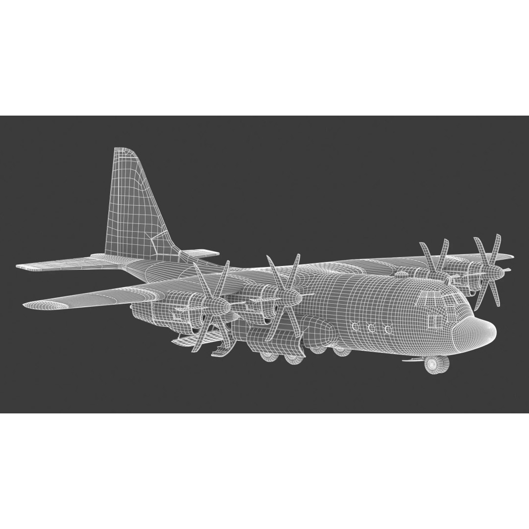 Lockheed C-130 Hercules 3D Model – High-Poly Military Transport Aircraft, FBX - View 25