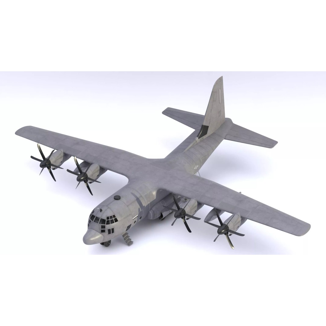 Lockheed C-130 Hercules 3D Model – High-Poly Military Transport Aircraft, FBX - View 3