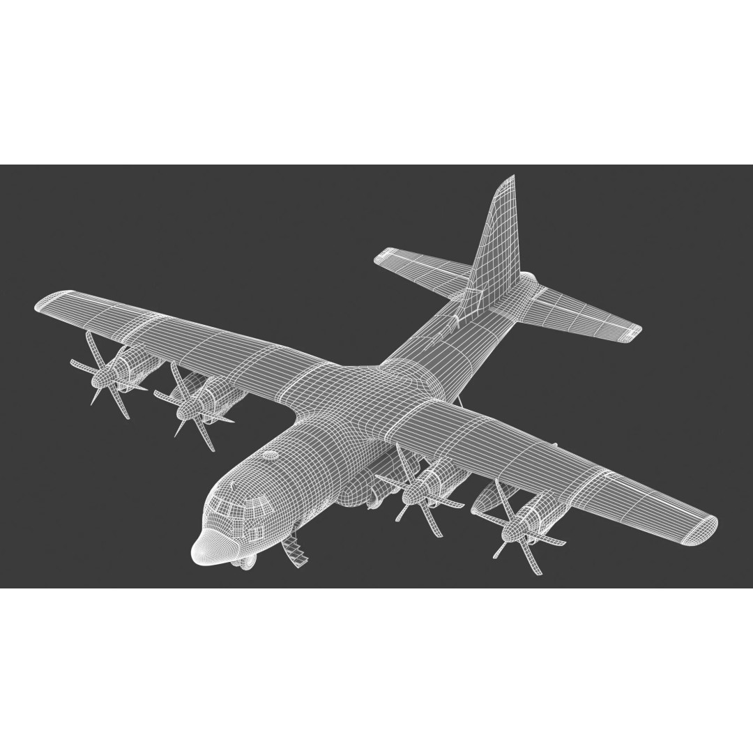 Lockheed C-130 Hercules 3D Model – High-Poly Military Transport Aircraft, FBX - View 4
