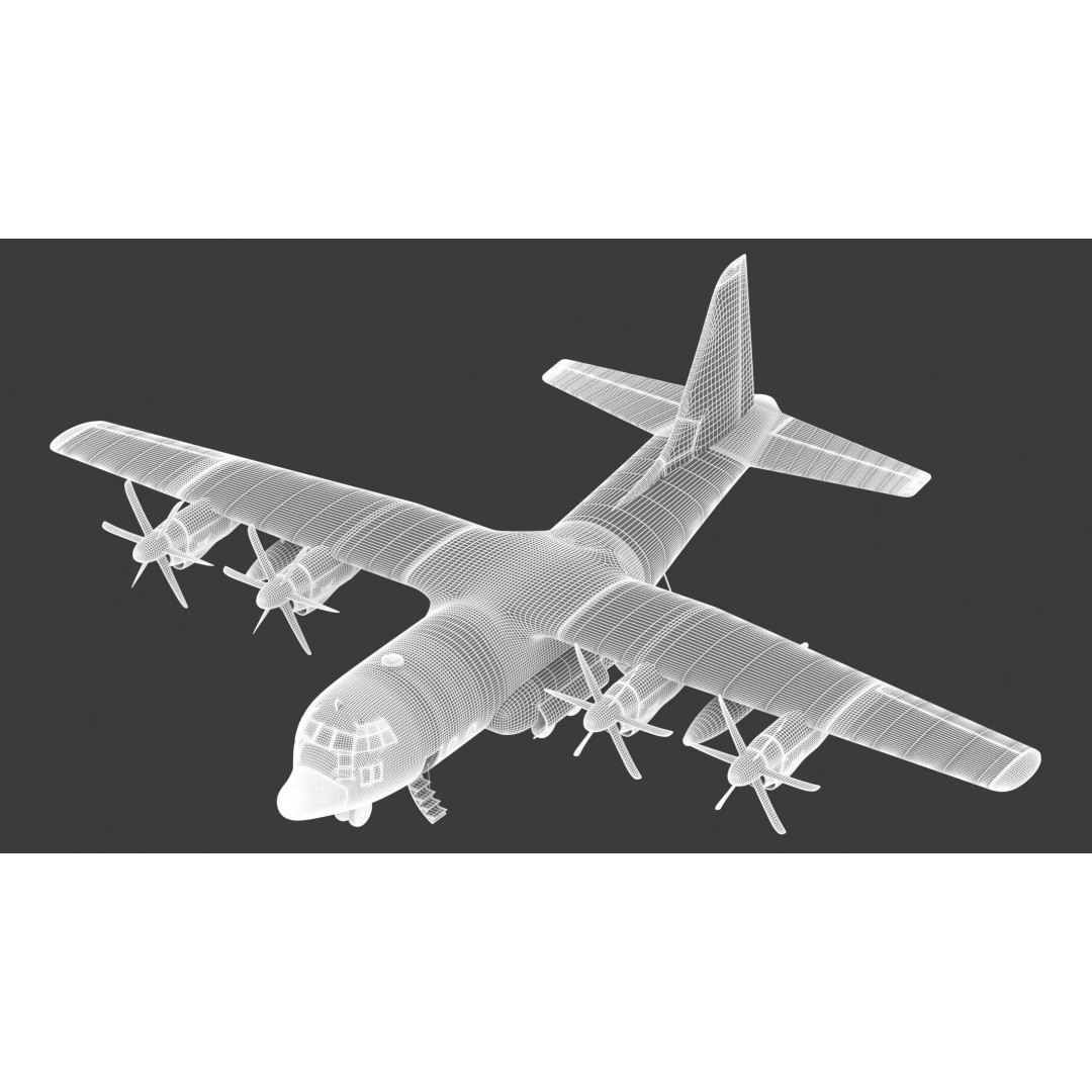 Lockheed C-130 Hercules 3D Model – High-Poly Military Transport Aircraft, FBX - View 5