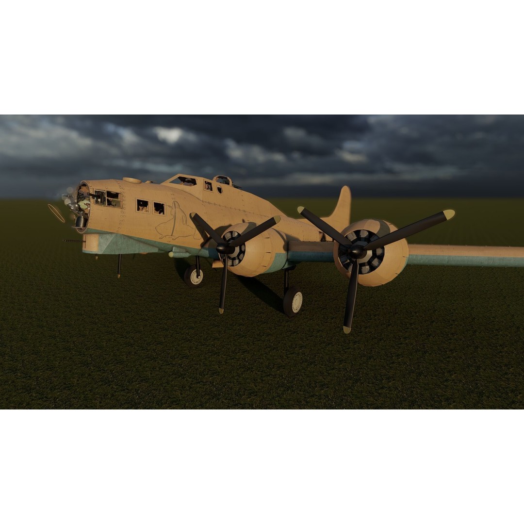 Boeing B-17 Flying Fortress 3D Model – Detailed Military Aircraft, FBX, OBJ - View 27