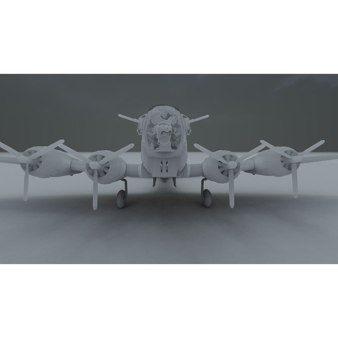 Boeing B-17 Flying Fortress 3D Model – Detailed Military Aircraft, FBX, OBJ - View 54