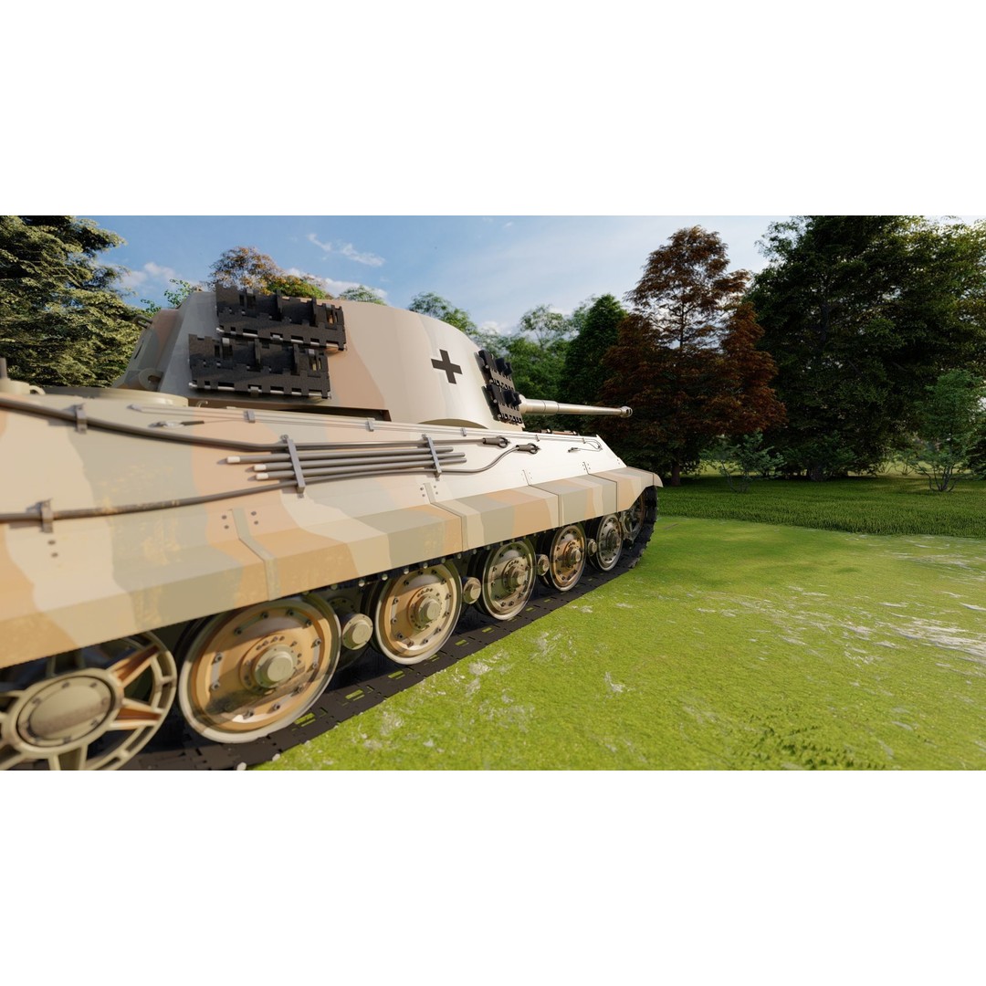 Tiger 2 Tank 3D Model – Detailed Military Vehicle, FBX, OBJ, Game Ready - View 10