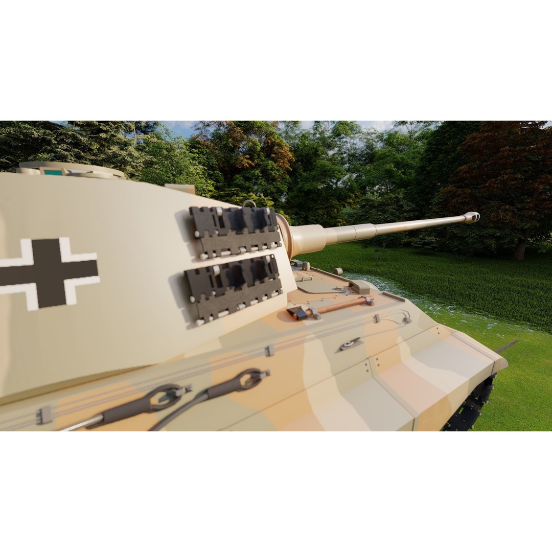 Tiger 2 Tank 3D Model – Detailed Military Vehicle, FBX, OBJ, Game Ready - View 11