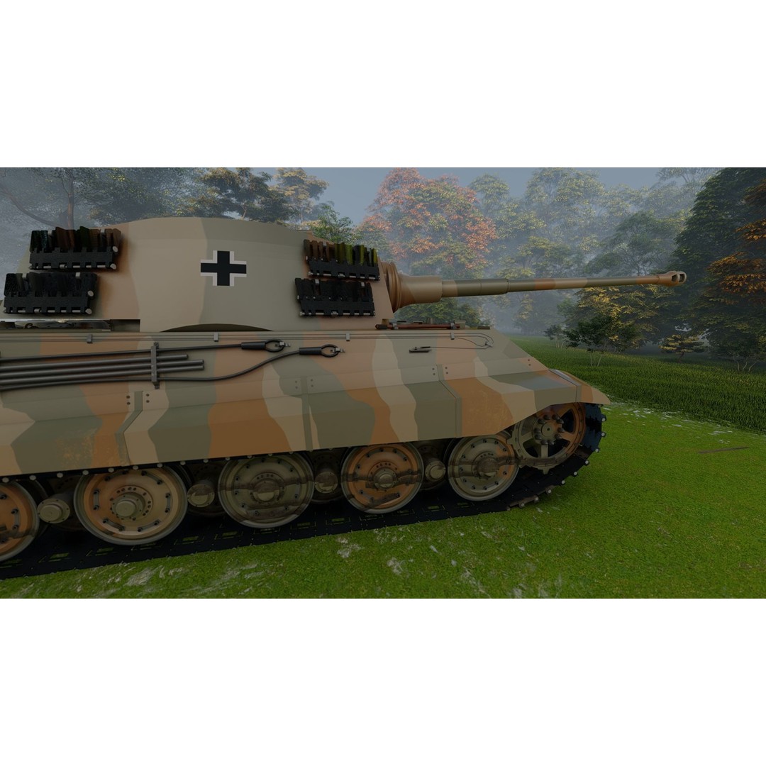 Tiger 2 Tank 3D Model – Detailed Military Vehicle, FBX, OBJ, Game Ready - View 12