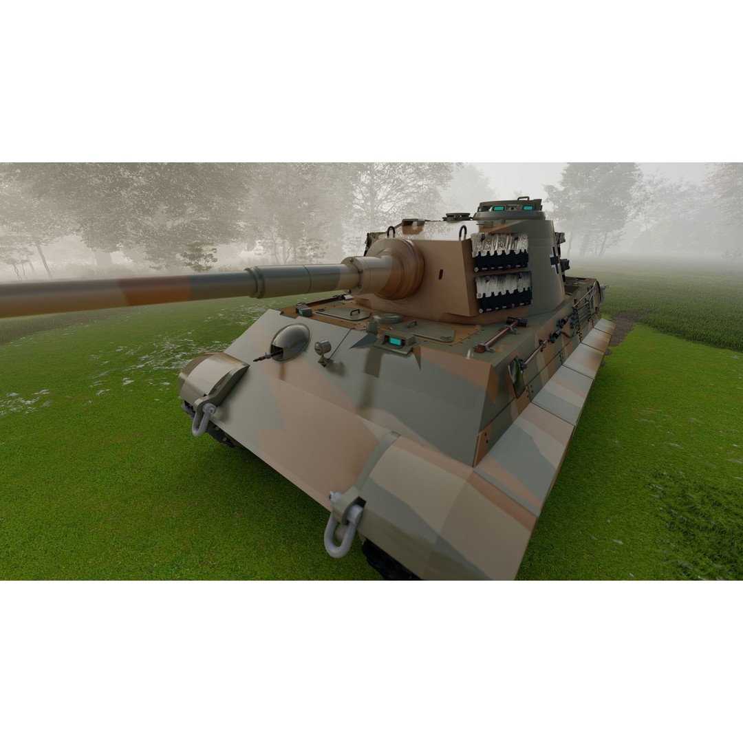 Tiger 2 Tank 3D Model – Detailed Military Vehicle, FBX, OBJ, Game Ready - View 14