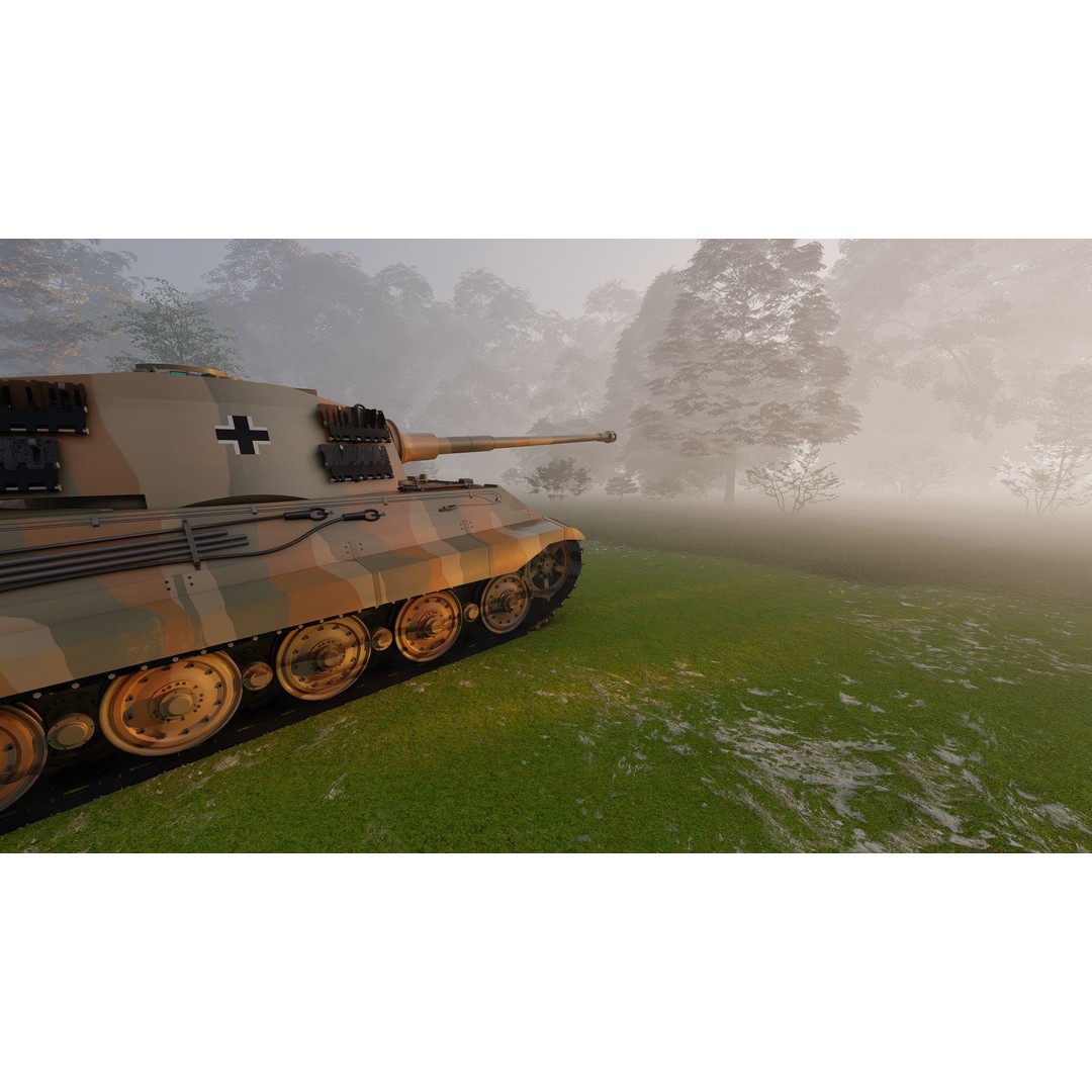 Tiger 2 Tank 3D Model – Detailed Military Vehicle, FBX, OBJ, Game Ready - View 19