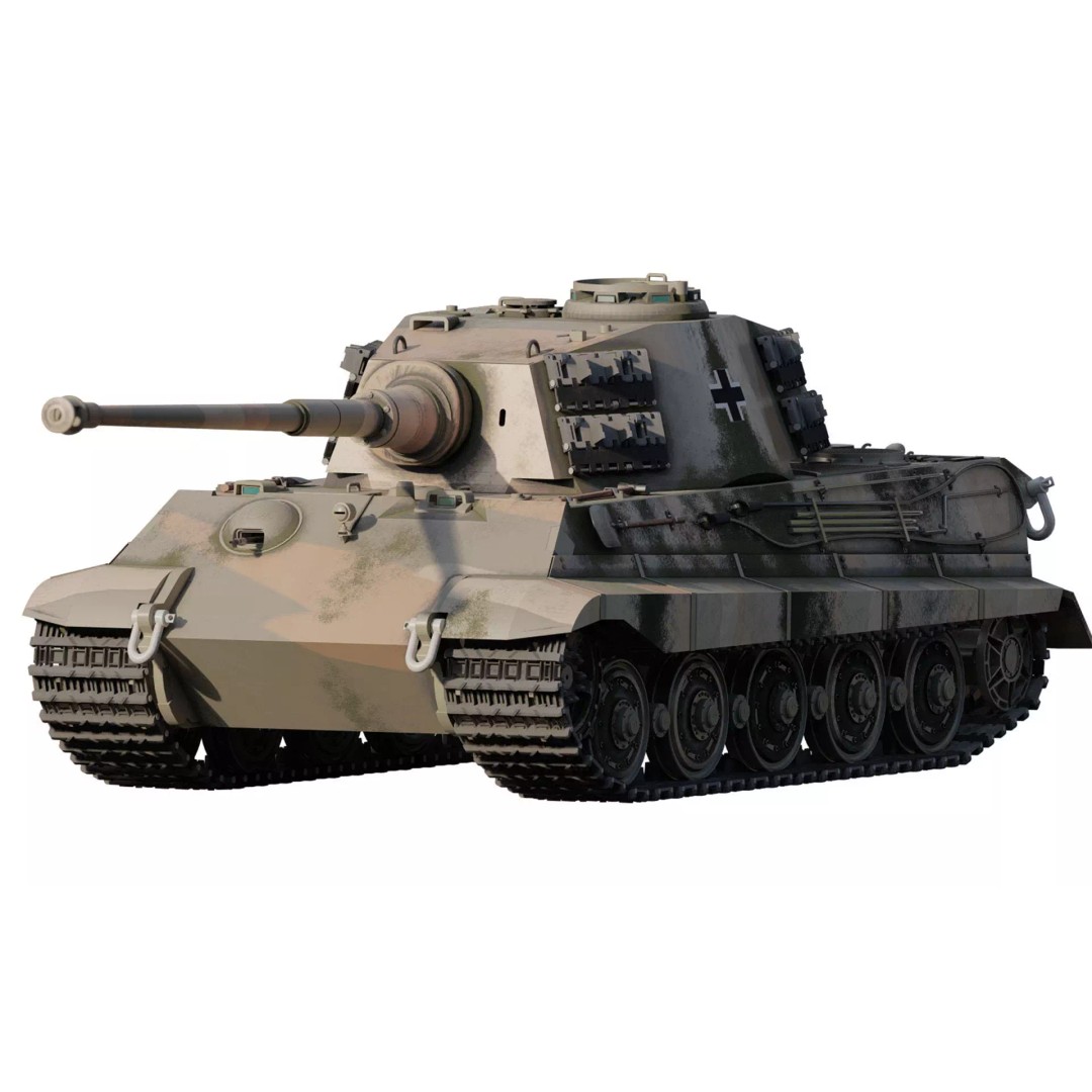 Tiger 2 Tank 3D Model – Detailed Military Vehicle, FBX, OBJ, Game Ready - View 2