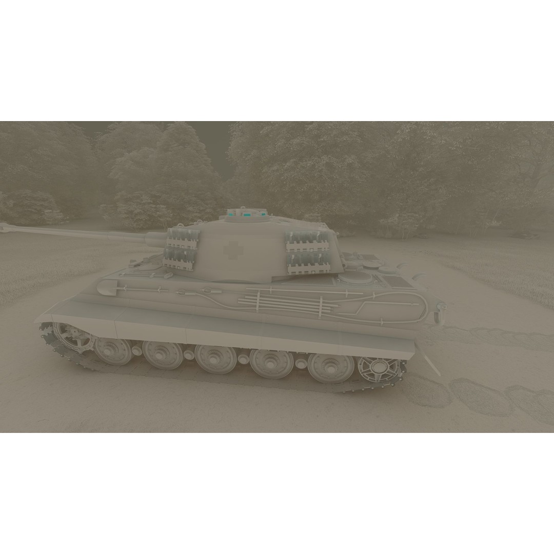 Tiger 2 Tank 3D Model – Detailed Military Vehicle, FBX, OBJ, Game Ready - View 23
