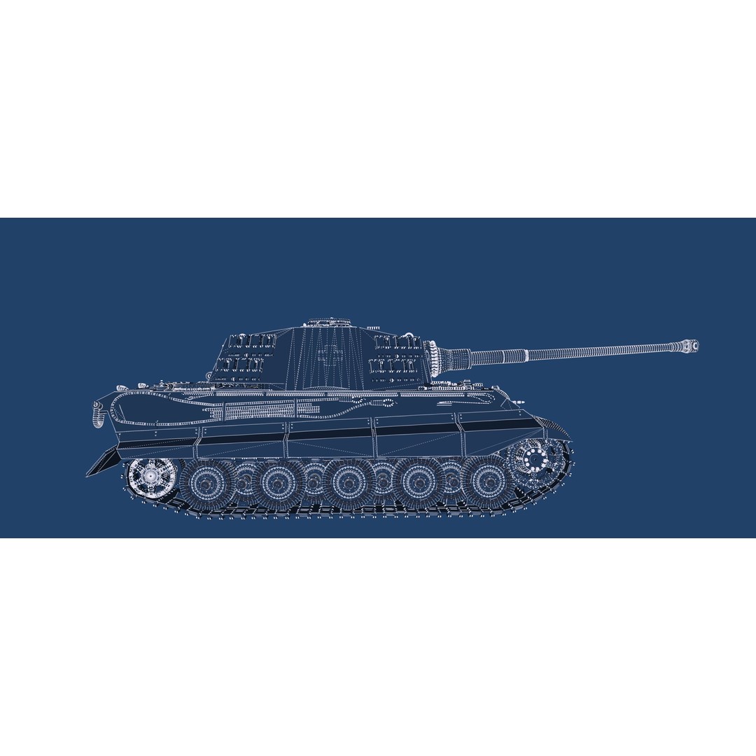 Tiger 2 Tank 3D Model – Detailed Military Vehicle, FBX, OBJ, Game Ready - View 30