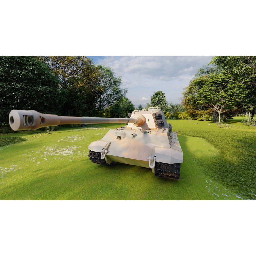 Tiger 2 Tank 3D Model – Detailed Military Vehicle, FBX, OBJ, Game Ready - View 7