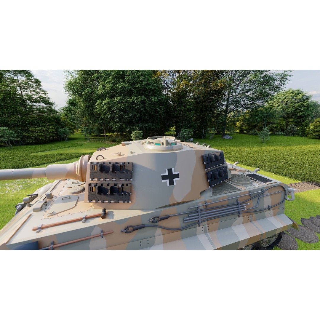 Tiger 2 Tank 3D Model – Detailed Military Vehicle, FBX, OBJ, Game Ready - View 8