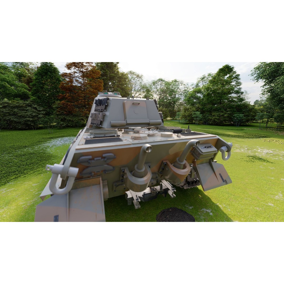 Tiger 2 Tank 3D Model – Detailed Military Vehicle, FBX, OBJ, Game Ready - View 9