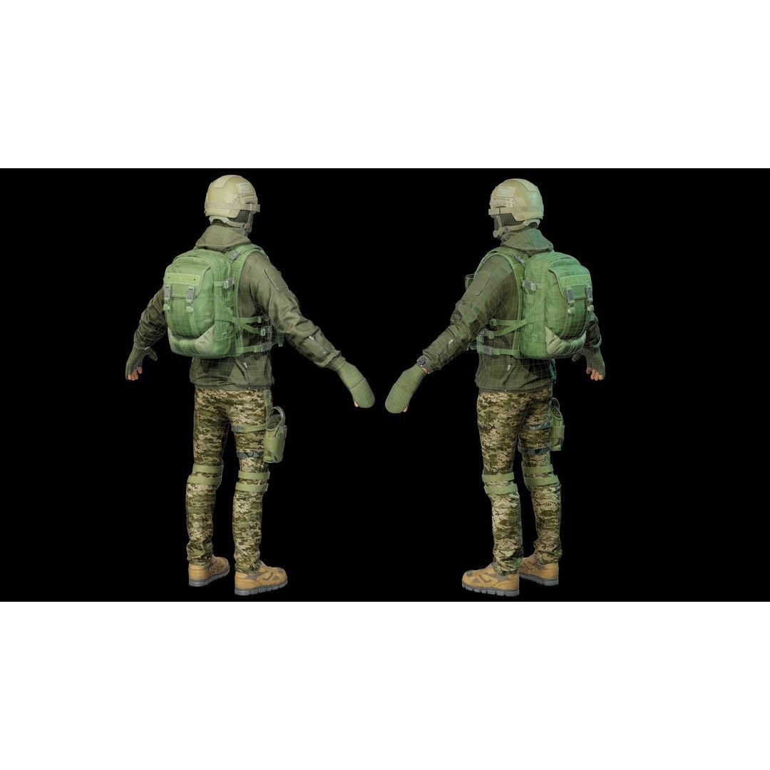 Infantry Army Soldier 3D Model – Low Poly Tactical Armor, FBX