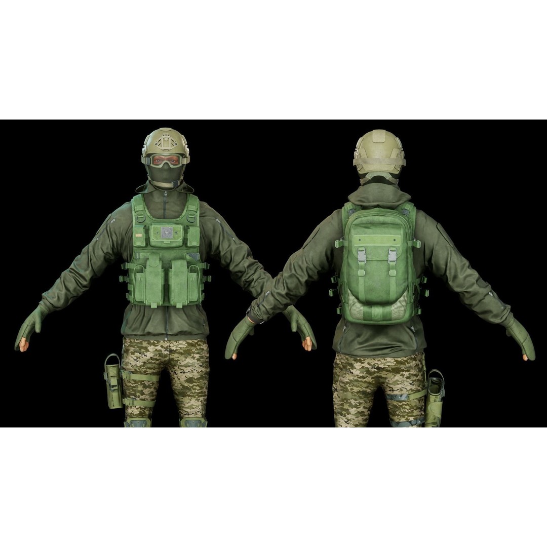 Infantry Army Soldier 3D Model – Low Poly Tactical Armor, FBX - View 4