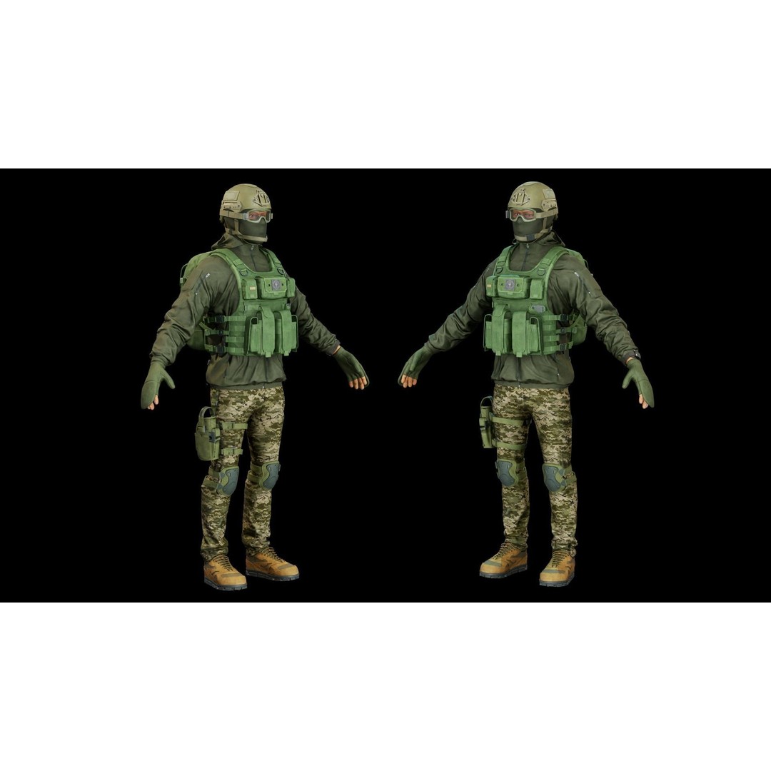 Infantry Army Soldier 3D Model – Low Poly Tactical Armor, FBX - View 5