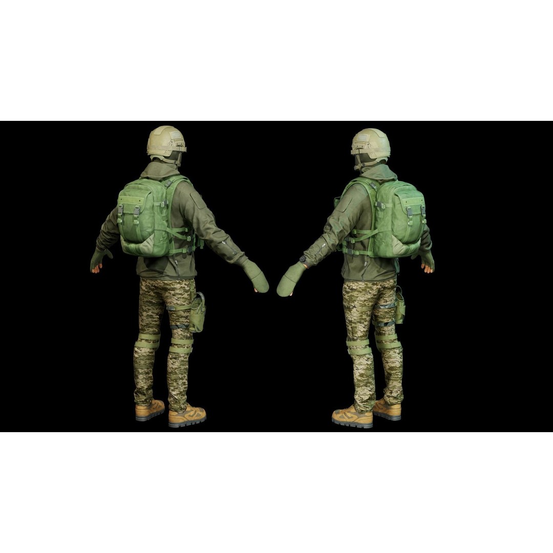 Infantry Army Soldier 3D Model – Low Poly Tactical Armor, FBX - View 6