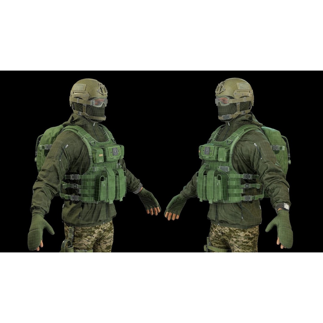 Infantry Army Soldier 3D Model – Low Poly Tactical Armor, FBX - View 7