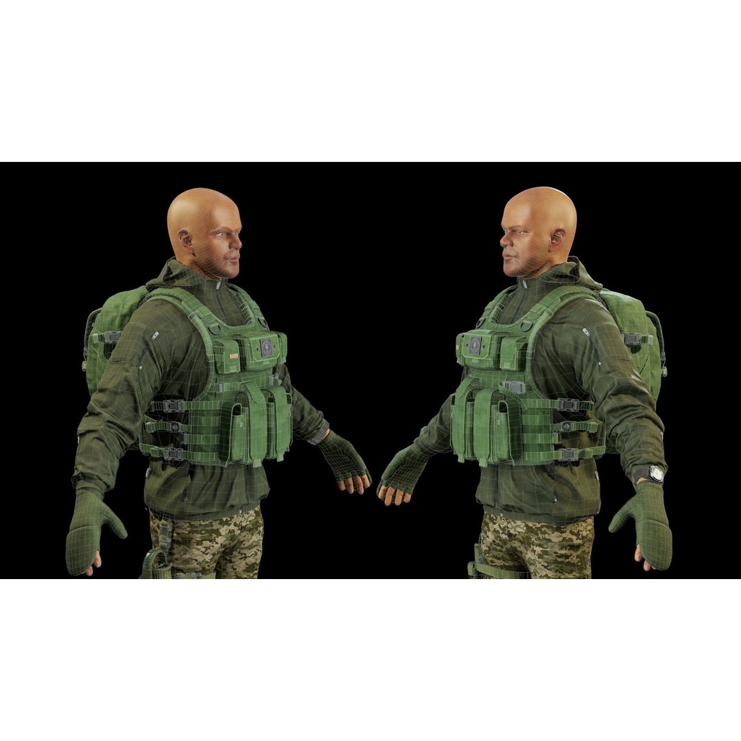 Infantry Army Soldier 3D Model – Low Poly Tactical Armor, FBX - View 8