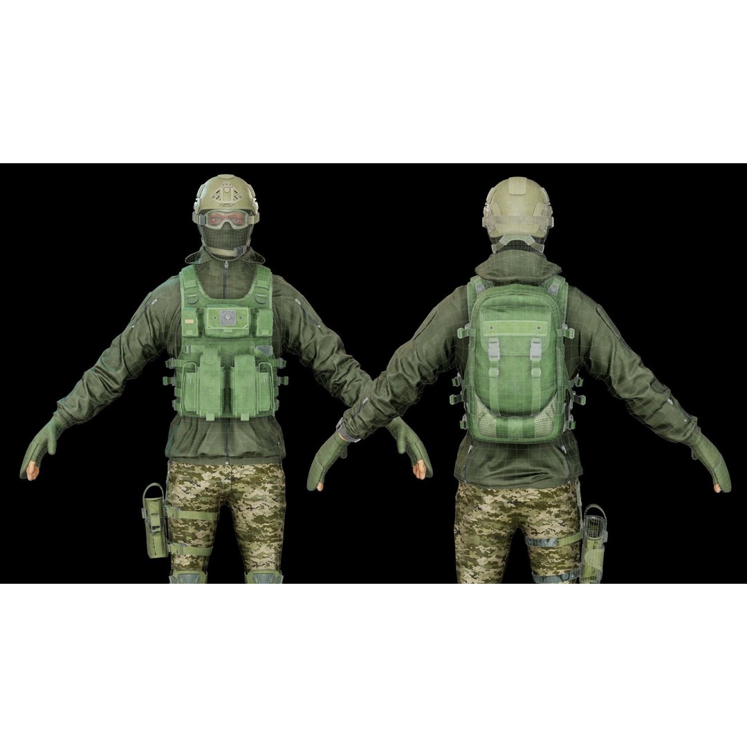 Infantry Army Soldier 3D Model – Low Poly Tactical Armor, FBX - View 9