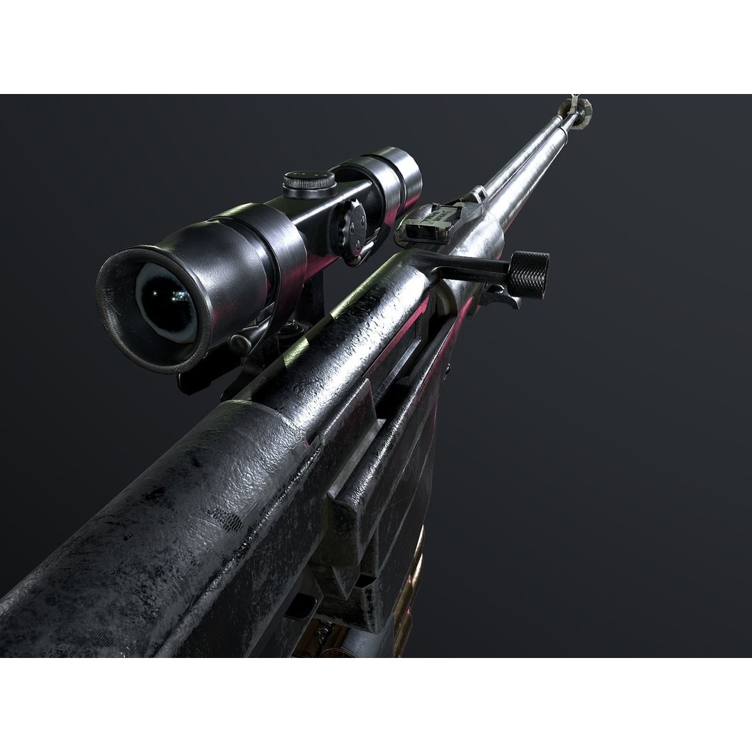 PTRS-41 Anti-Tank Rifle 3D Model – Low Poly Game Asset, FBX, PBR - View 8