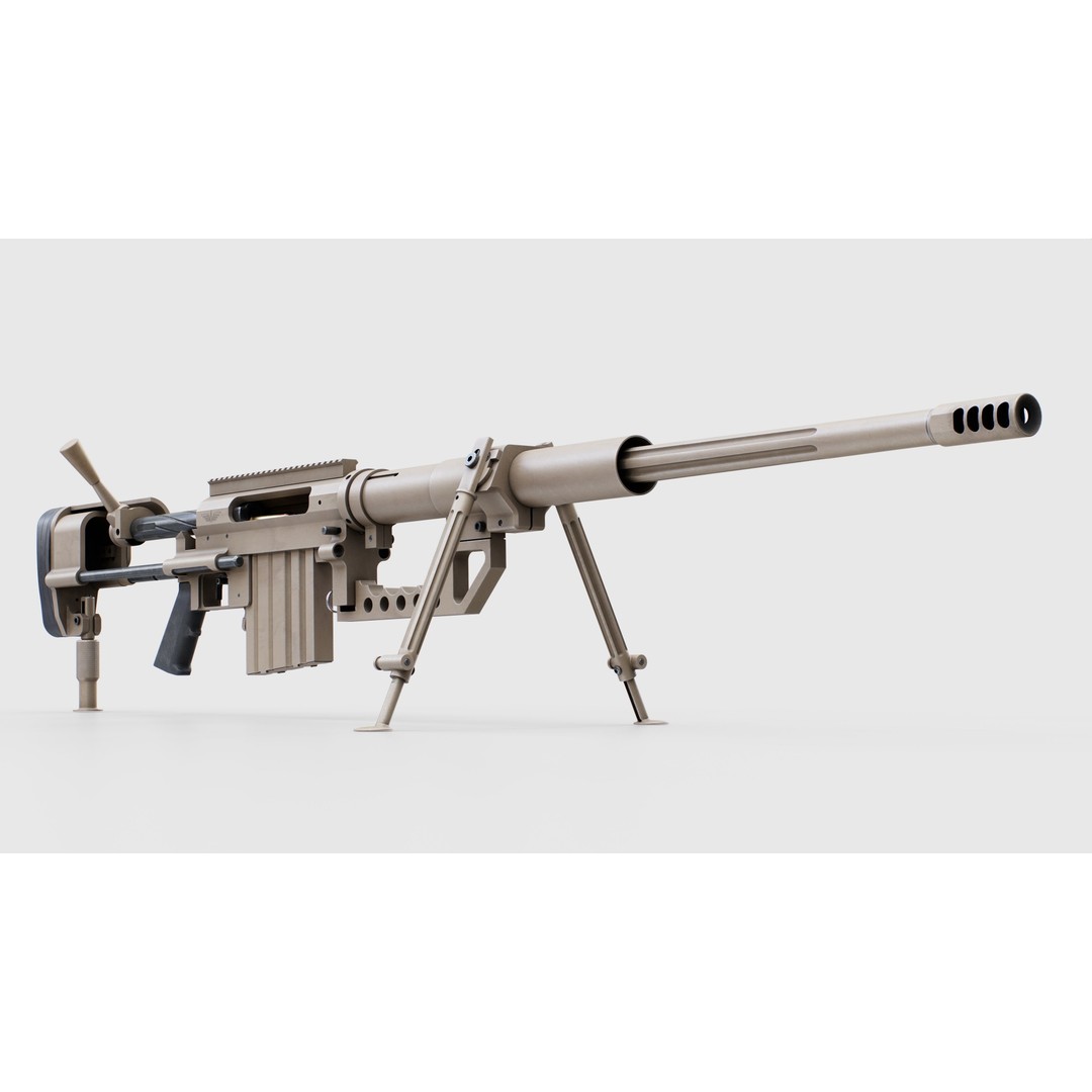CheyTac M200 Intervention Sniper Rifle 3D Model – Low Poly Game Asset, FBX - View 11