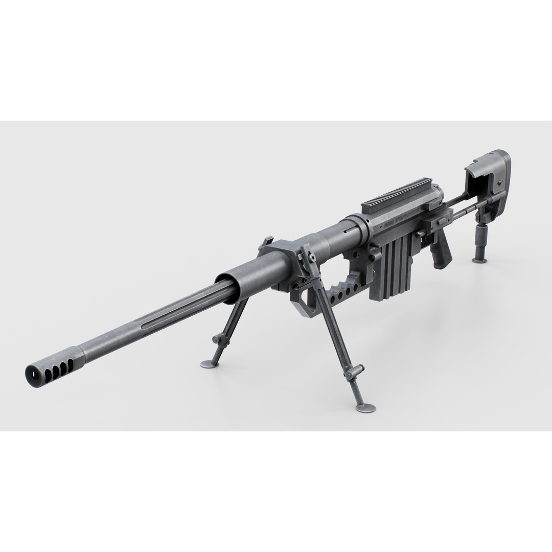 CheyTac M200 Intervention Sniper Rifle 3D Model – Low Poly Game Asset, FBX - View 12
