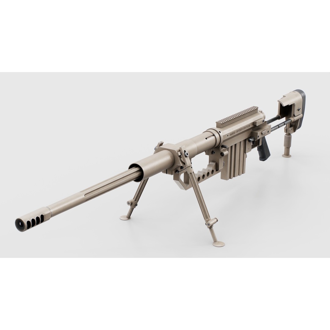 CheyTac M200 Intervention Sniper Rifle 3D Model – Low Poly Game Asset, FBX - View 14