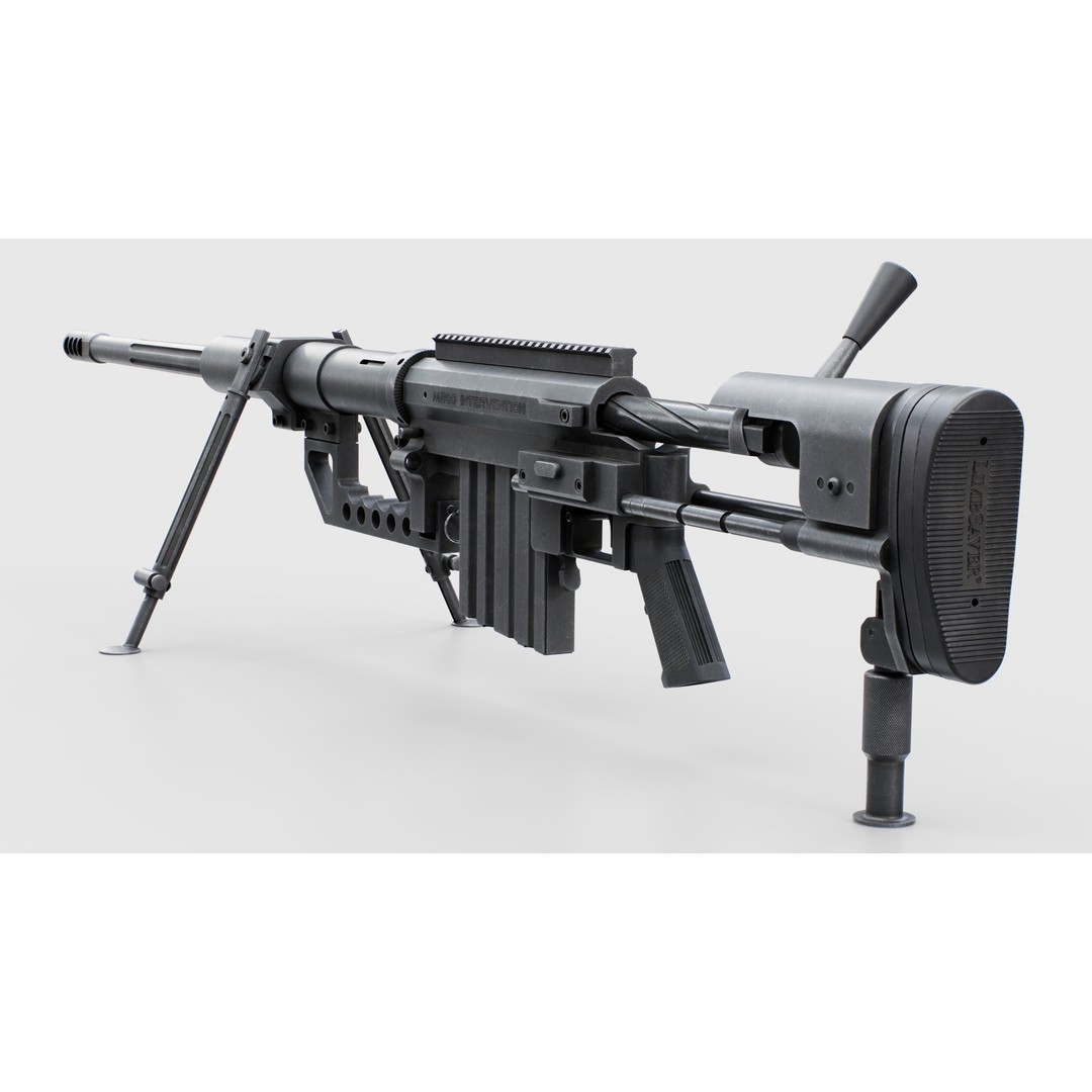 CheyTac M200 Intervention Sniper Rifle 3D Model – Low Poly Game Asset, FBX - View 21