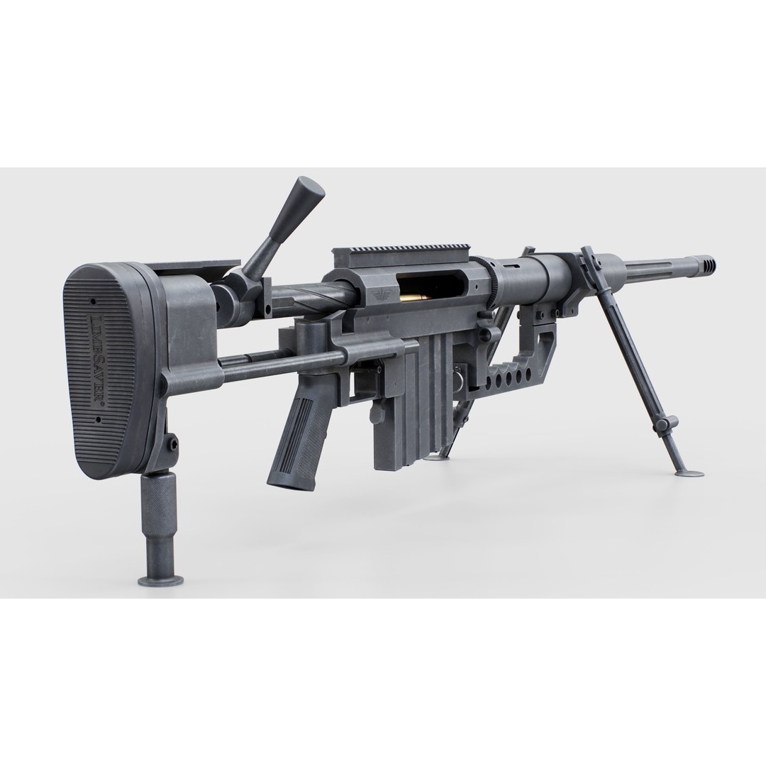 CheyTac M200 Intervention Sniper Rifle 3D Model – Low Poly Game Asset, FBX - View 25
