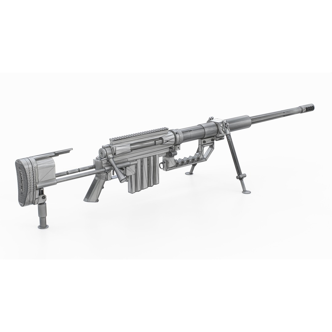 CheyTac M200 Intervention Sniper Rifle 3D Model – Low Poly Game Asset, FBX - View 3