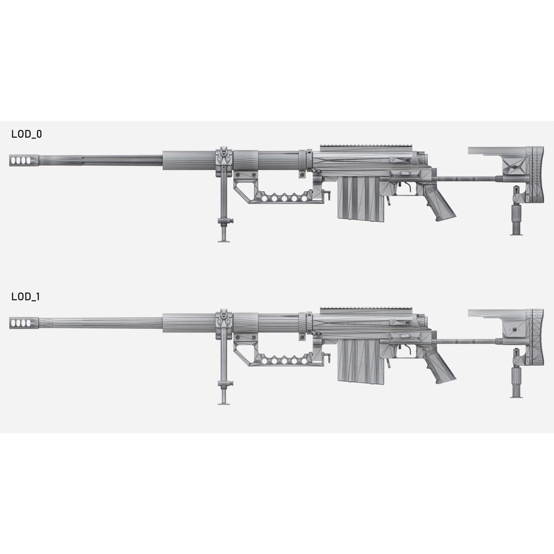 CheyTac M200 Intervention Sniper Rifle 3D Model – Low Poly Game Asset, FBX - View 37