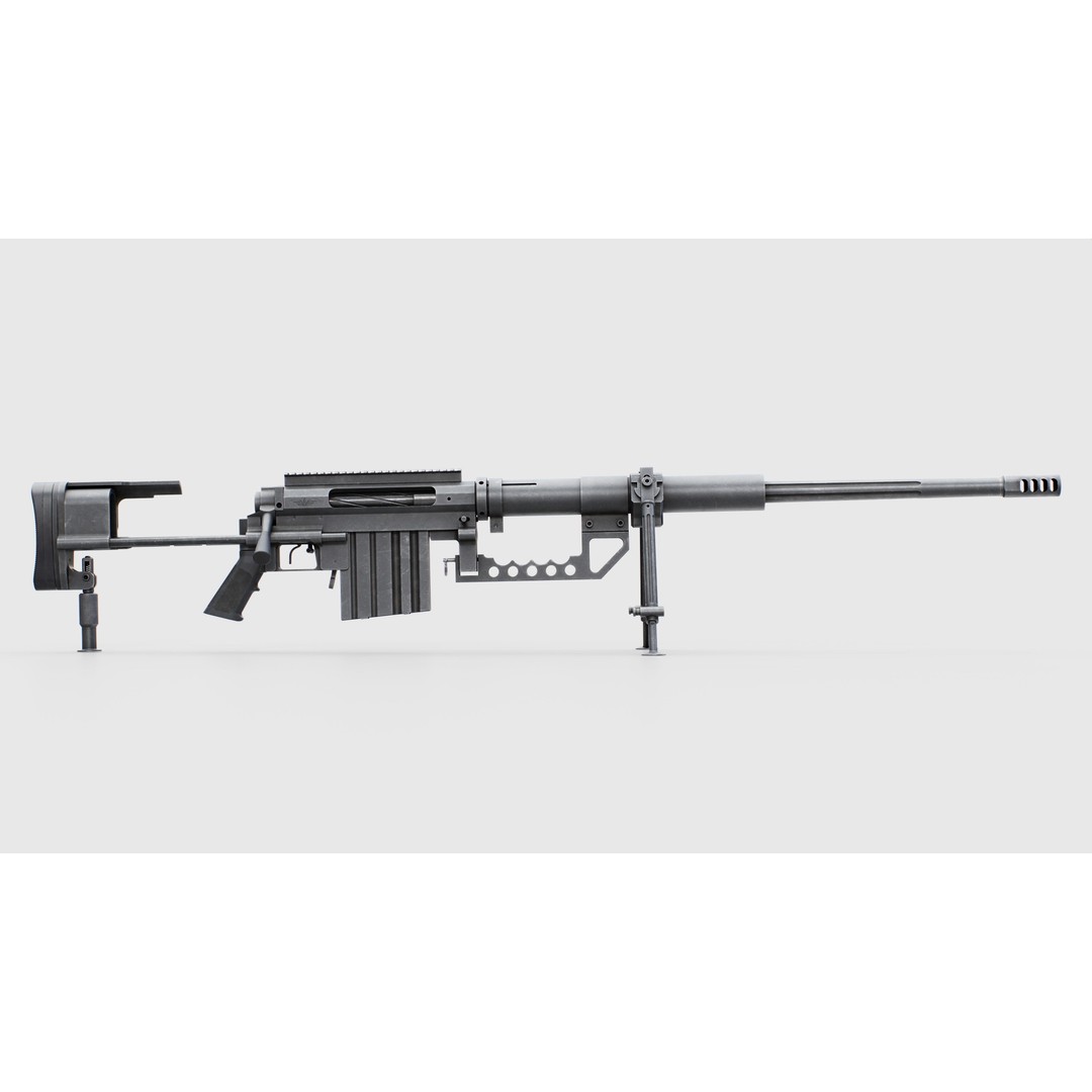 CheyTac M200 Intervention Sniper Rifle 3D Model – Low Poly Game Asset, FBX - View 4