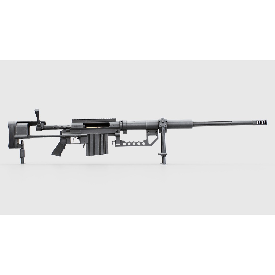 CheyTac M200 Intervention Sniper Rifle 3D Model – Low Poly Game Asset, FBX - View 5