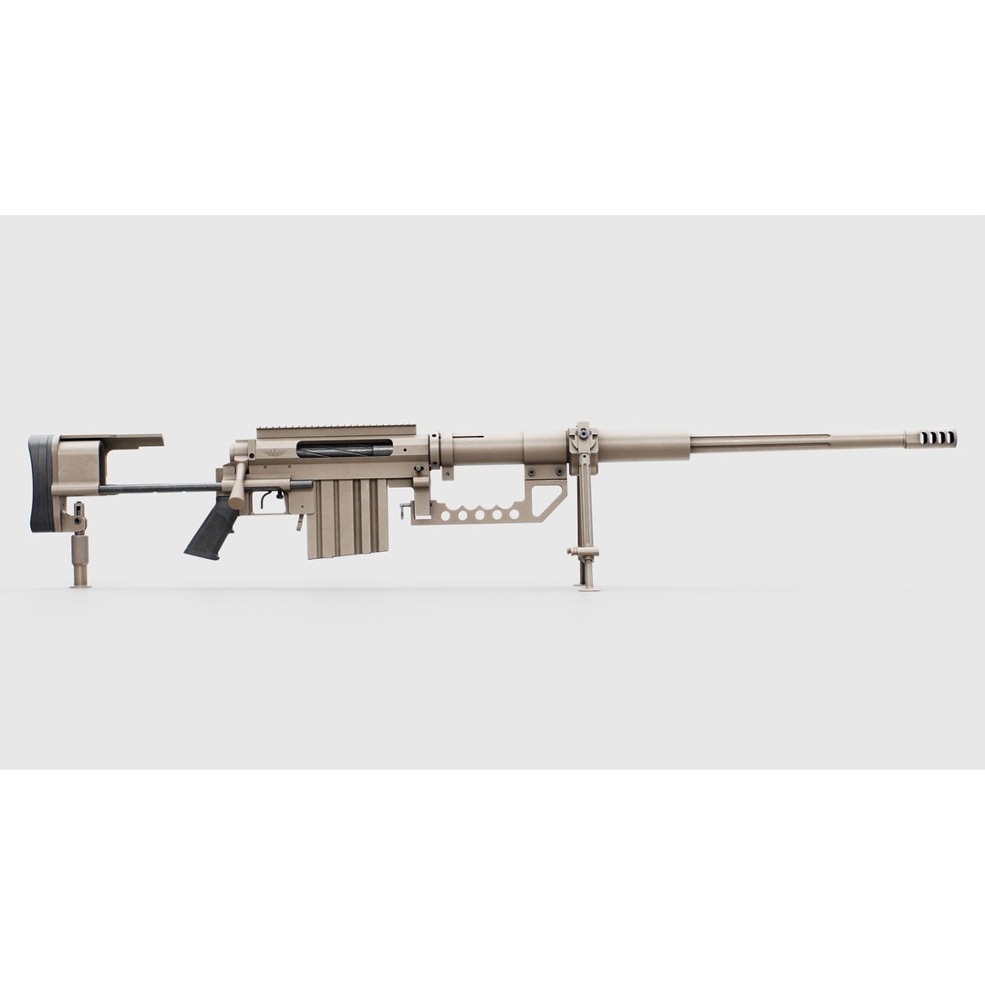 CheyTac M200 Intervention Sniper Rifle 3D Model – Low Poly Game Asset, FBX - View 6