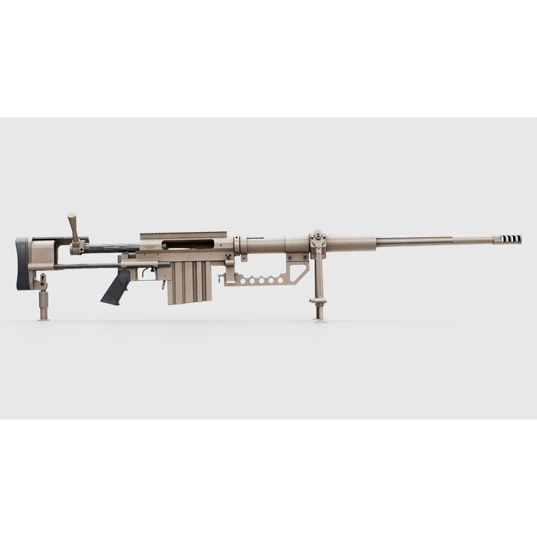 CheyTac M200 Intervention Sniper Rifle 3D Model – Low Poly Game Asset, FBX - View 7