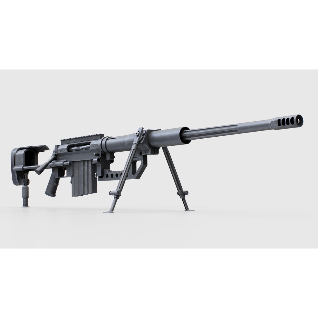 CheyTac M200 Intervention Sniper Rifle 3D Model – Low Poly Game Asset, FBX - View 8