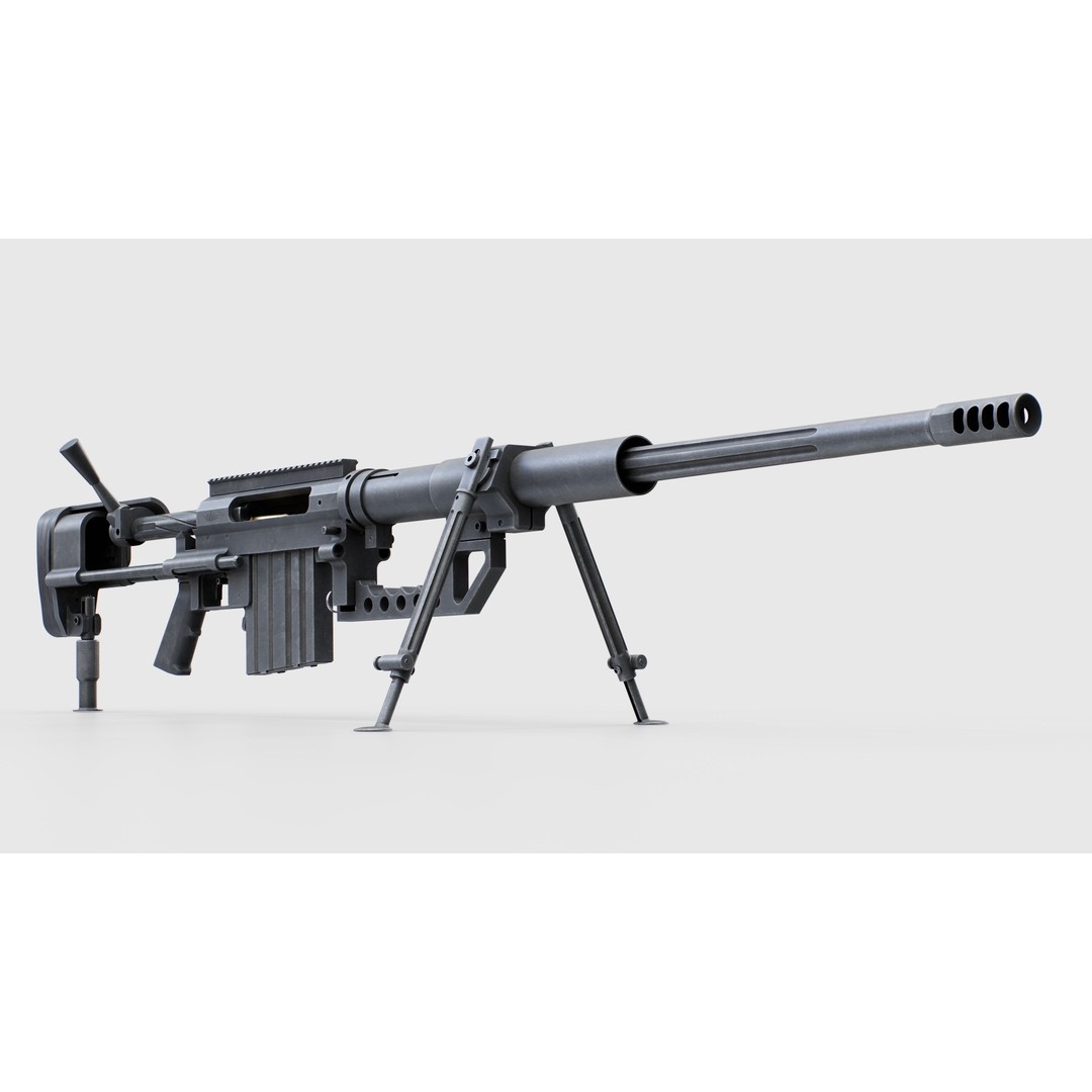 CheyTac M200 Intervention Sniper Rifle 3D Model – Low Poly Game Asset, FBX - View 9