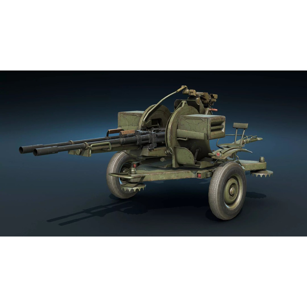 ZU-23-2 Anti-Aircraft Cannon 3D Model – Low Poly Game Asset, FBX - View 2