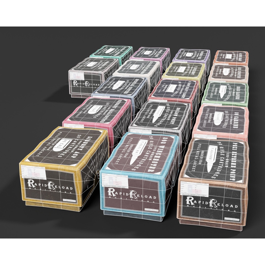 Ammo Boxes Pack 3D Model – Low Poly Military Asset, FBX & OBJ Formats - View 14