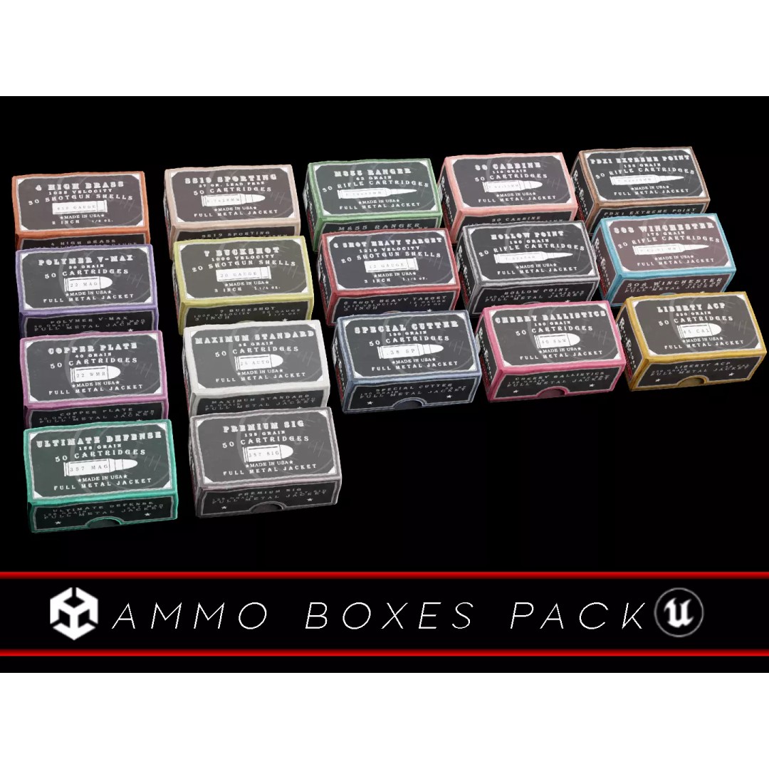 Ammo Boxes Pack 3D Model – Low Poly Military Asset, FBX & OBJ Formats - View 2