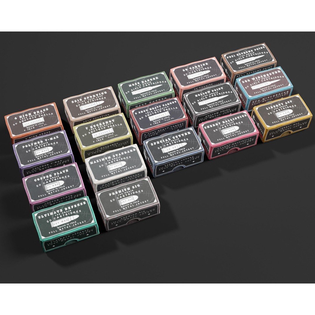 Ammo Boxes Pack 3D Model – Low Poly Military Asset, FBX & OBJ Formats - View 3