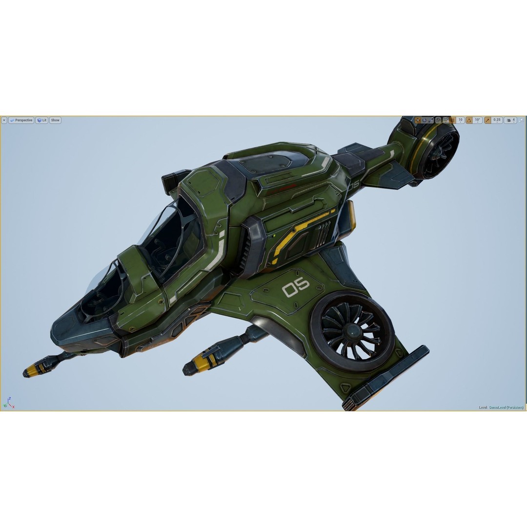Scout Spaceship 3D Model – Low Poly Game Asset, FBX, Unity, Unreal Engine - View 10