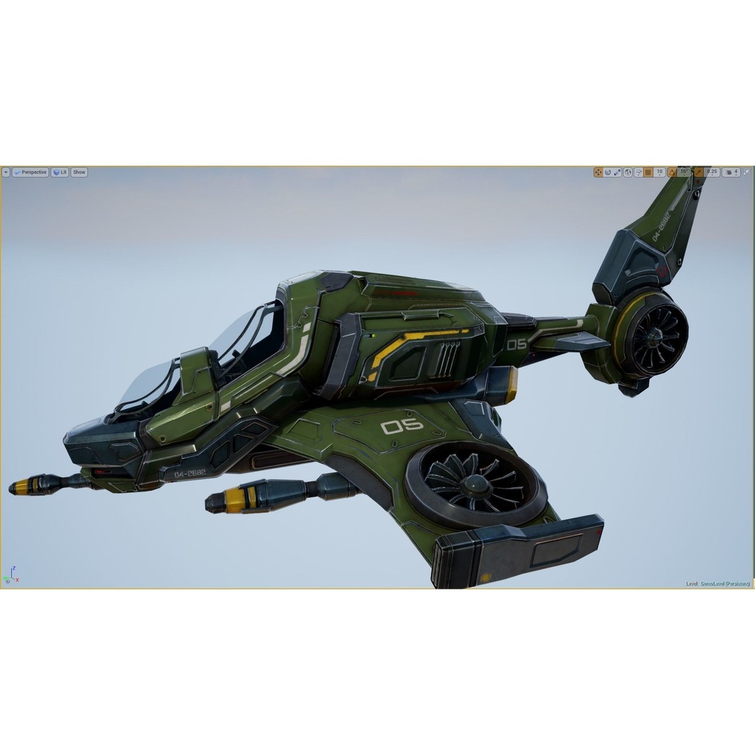 Scout Spaceship 3D Model – Low Poly Game Asset, FBX, Unity, Unreal Engine - View 11