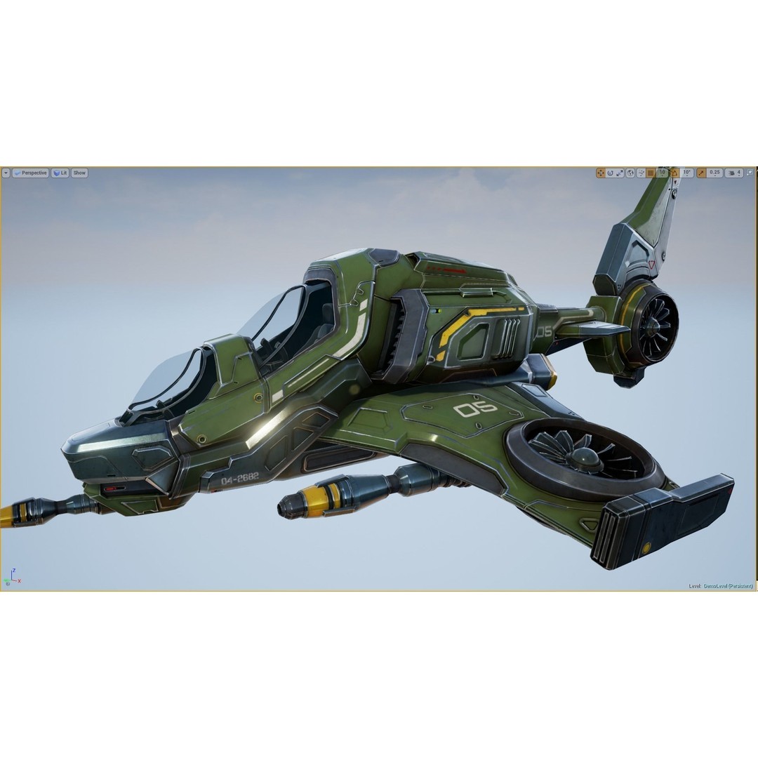 Scout Spaceship 3D Model – Low Poly Game Asset, FBX, Unity, Unreal Engine - View 12