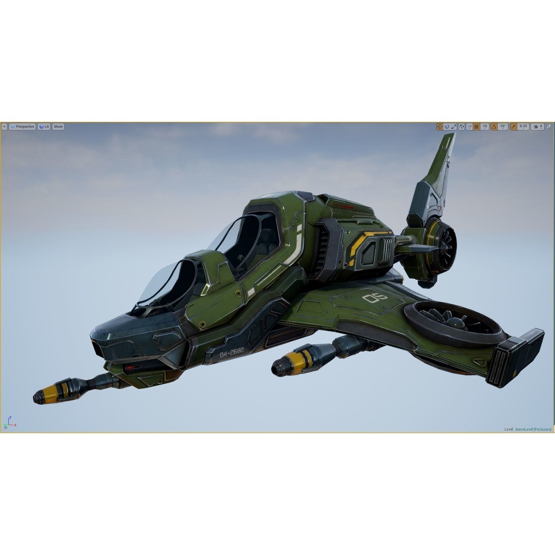 Scout Spaceship 3D Model – Low Poly Game Asset, FBX, Unity, Unreal Engine - View 13