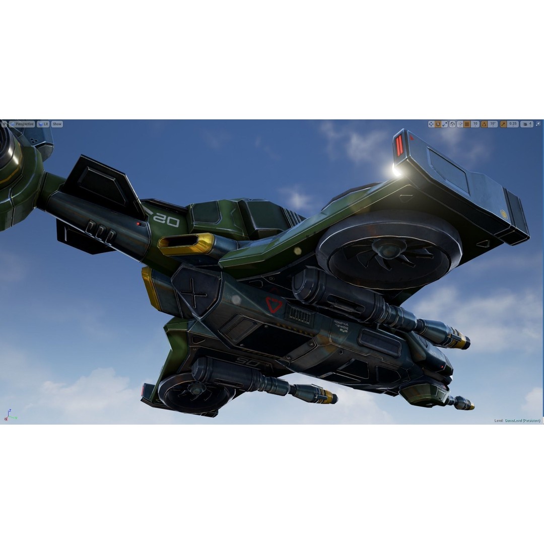 Scout Spaceship 3D Model – Low Poly Game Asset, FBX, Unity, Unreal Engine - View 14